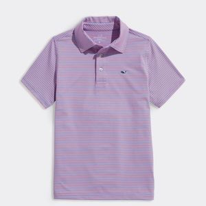 Vineyard Vines Boys' Bradley Pink & Blue Stripe Sankaty Short Sleeve Polo